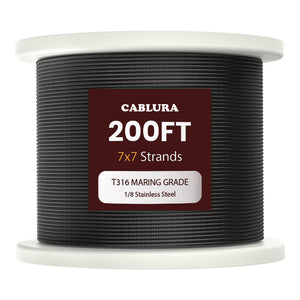 Cablura T316 1/8" Black Stainless Steel Wire Rope for Cable Railing