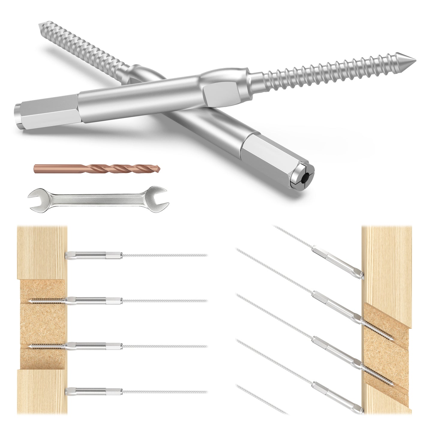 Cablura Swageless Left & Right Lag Screw Cable Railing Kit