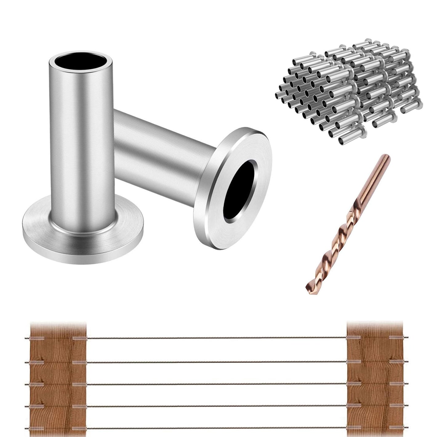 Cablura T316 Stainless Steel Protector Sleeves for 1/8" Wire Rope Cable Railing