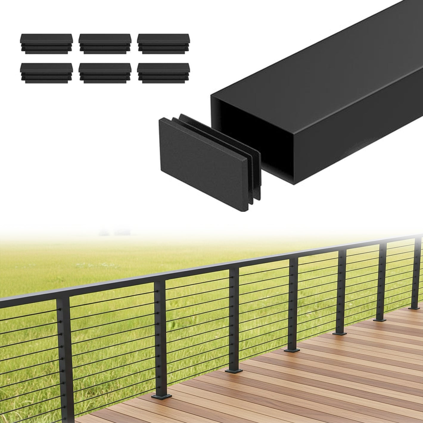 Cablura 6.6FT Stainless Steel Black Cable Railing Handrails