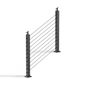 Cablura 36" Black Surface Mount Stair Cable Railing System DIY Kit (4ft, No Handrail)