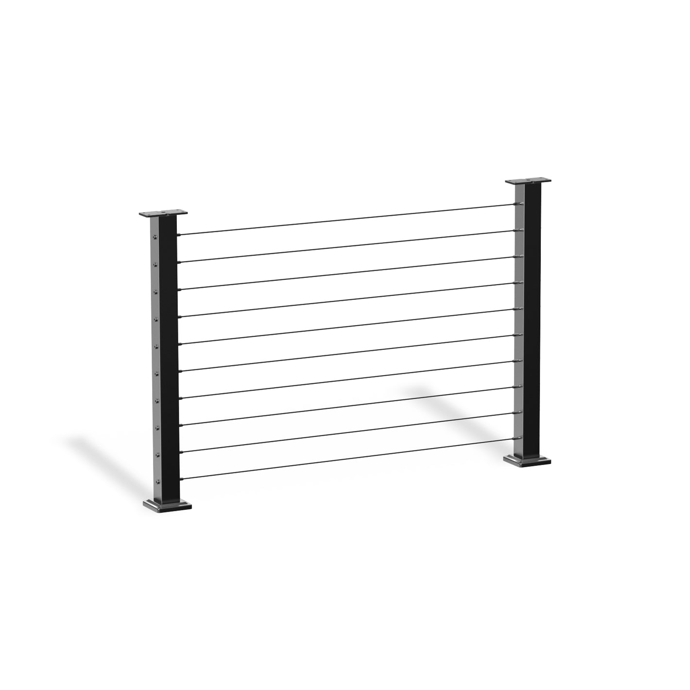 Cablura 36" Black Horizontal Surface Mount Cable Railing System DIY Kit (4ft, No Handrail)