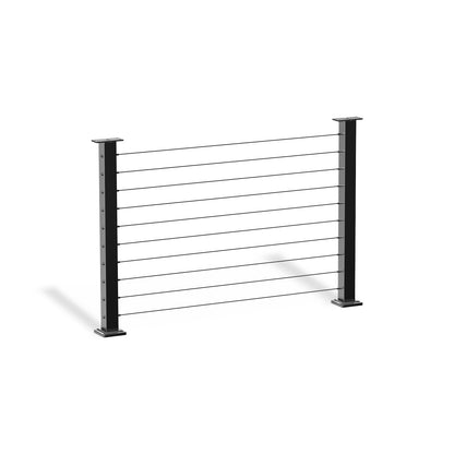 Cablura 36" Black Horizontal Surface Mount Cable Railing System DIY Kit (4ft, No Handrail)