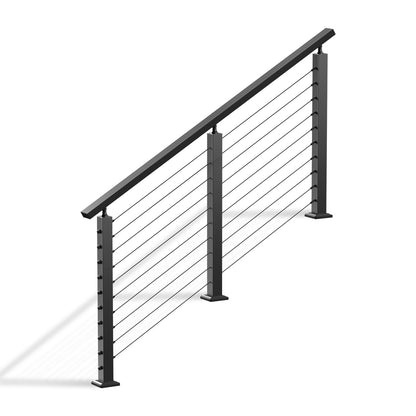 Cablura 36" Black Cable Railing Kit, 6.5ft Stair Surface Mount DIY Complete System