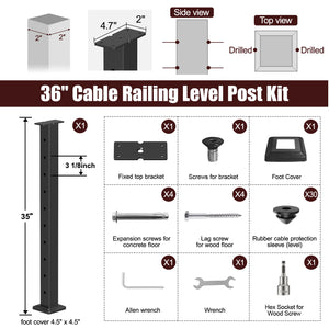 Cablura 36" Level Drilled Cable Railing Post