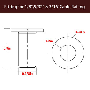 Cablura T316 Black Stainless Steel Protector Sleeves for 1/8" Wire Rope Cable Railing