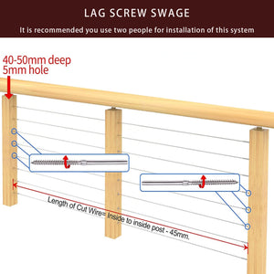 Cablura Swage Lag Screws for 1/8" Cable Railing