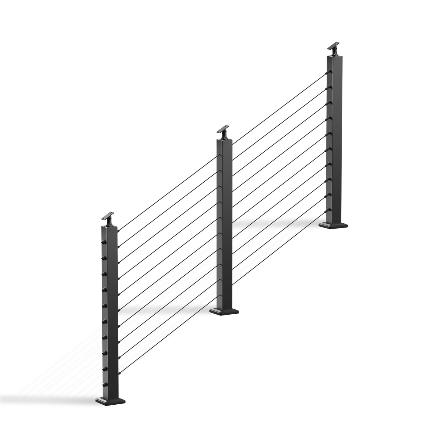 Cablura 36" Black Surface Mount Stair Cable Railing System DIY Kit (8ft, No Handrail)
