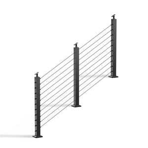 Cablura 36" Black Surface Mount Stair Cable Railing System DIY Kit (8ft, No Handrail)