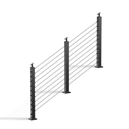 Cablura 36" Black Surface Mount Stair Cable Railing System DIY Kit (8ft, No Handrail)