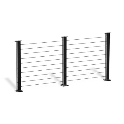 Cablura 36" Black Horizontal Surface Mount Cable Railing System DIY Kit (8ft, No Handrail)