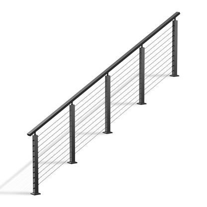 Cablura 36" Black Cable Railing Kit, 13ft Stair Surface Mount DIY Complete System