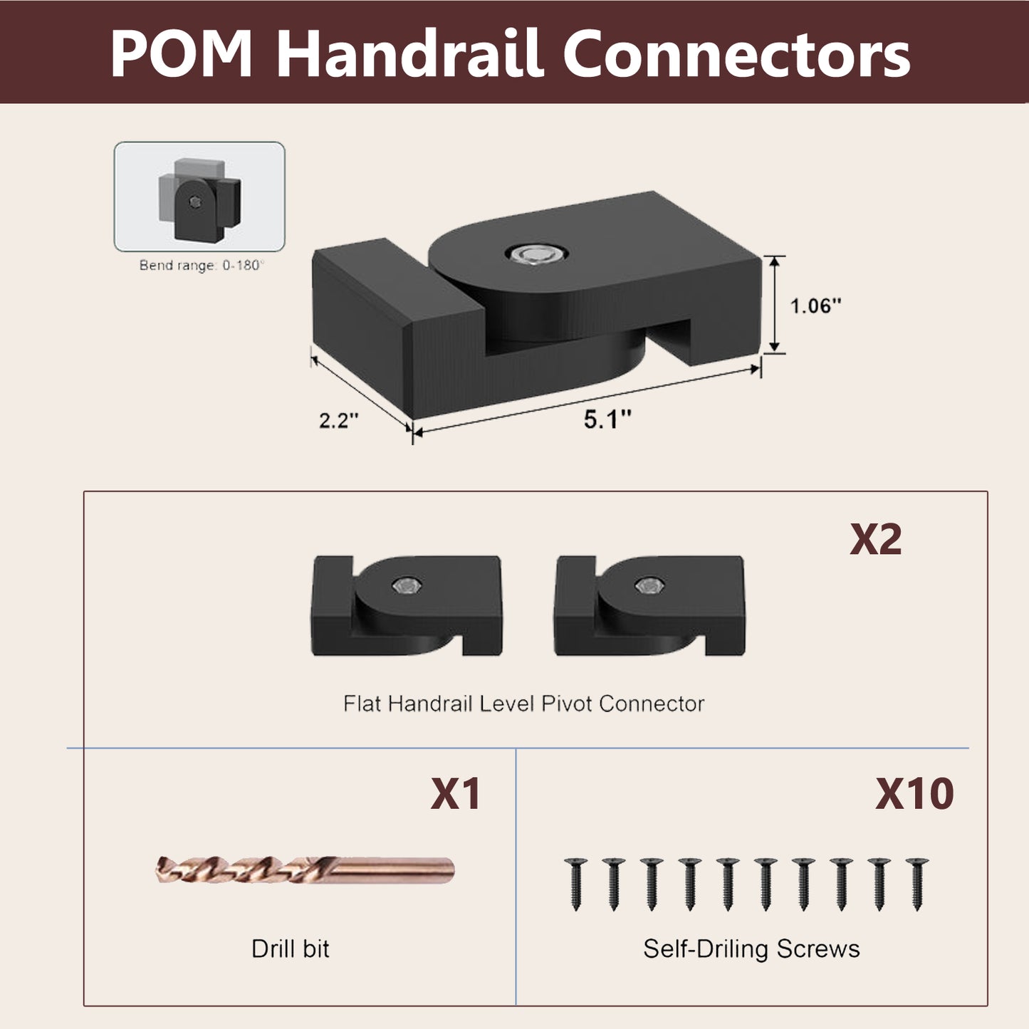 Cablura Level Pivot Connectors for Handrails