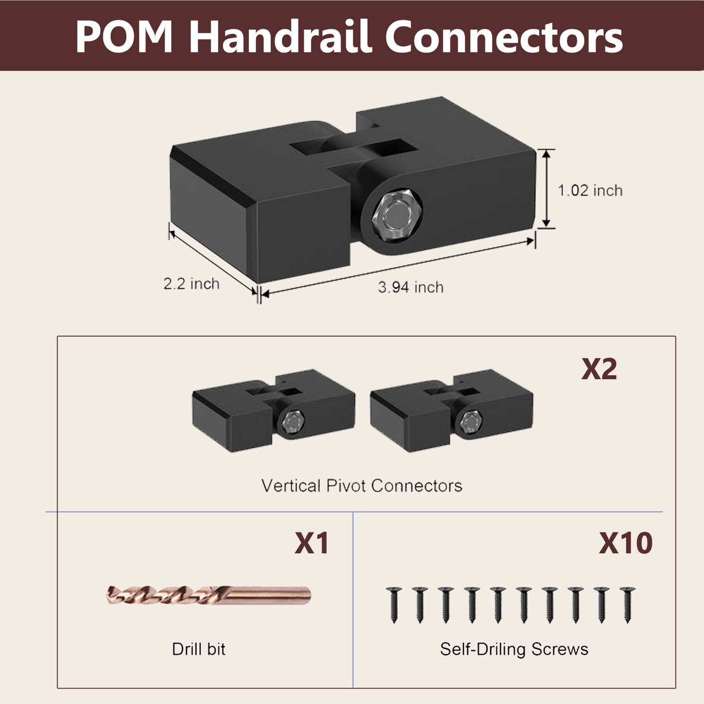 Cablura Vertical Pivot Connectors for Handrails