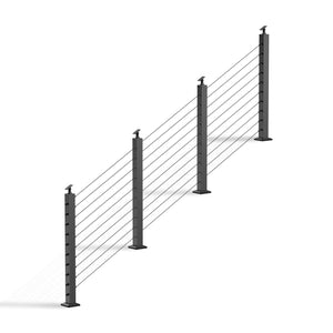 Cablura 36" Black Surface Mount Stair Cable Railing System DIY Kit (12ft, No Handrail)