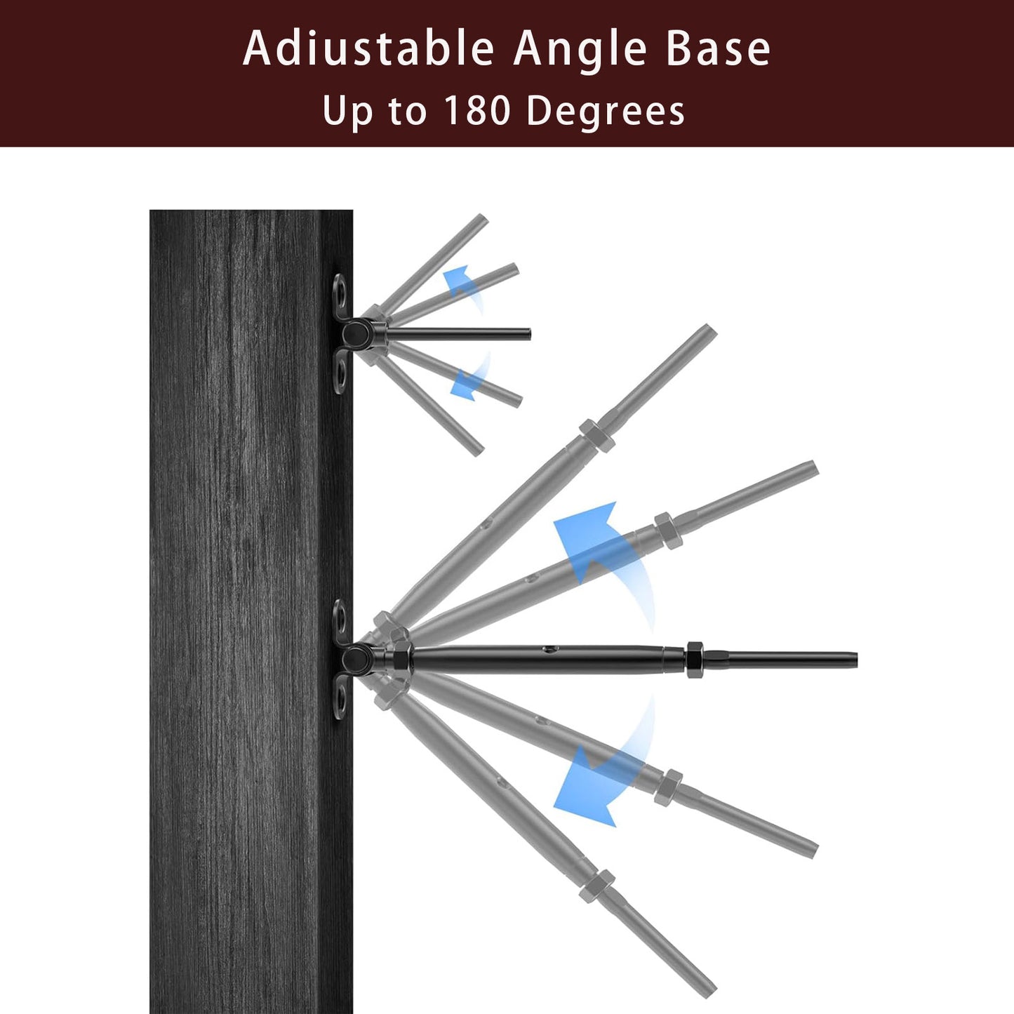Cablura 1/8" Black Cable Railing Kit with Swage Toggle Turnbuckle, T316 Stainless Steel for Wood Posts