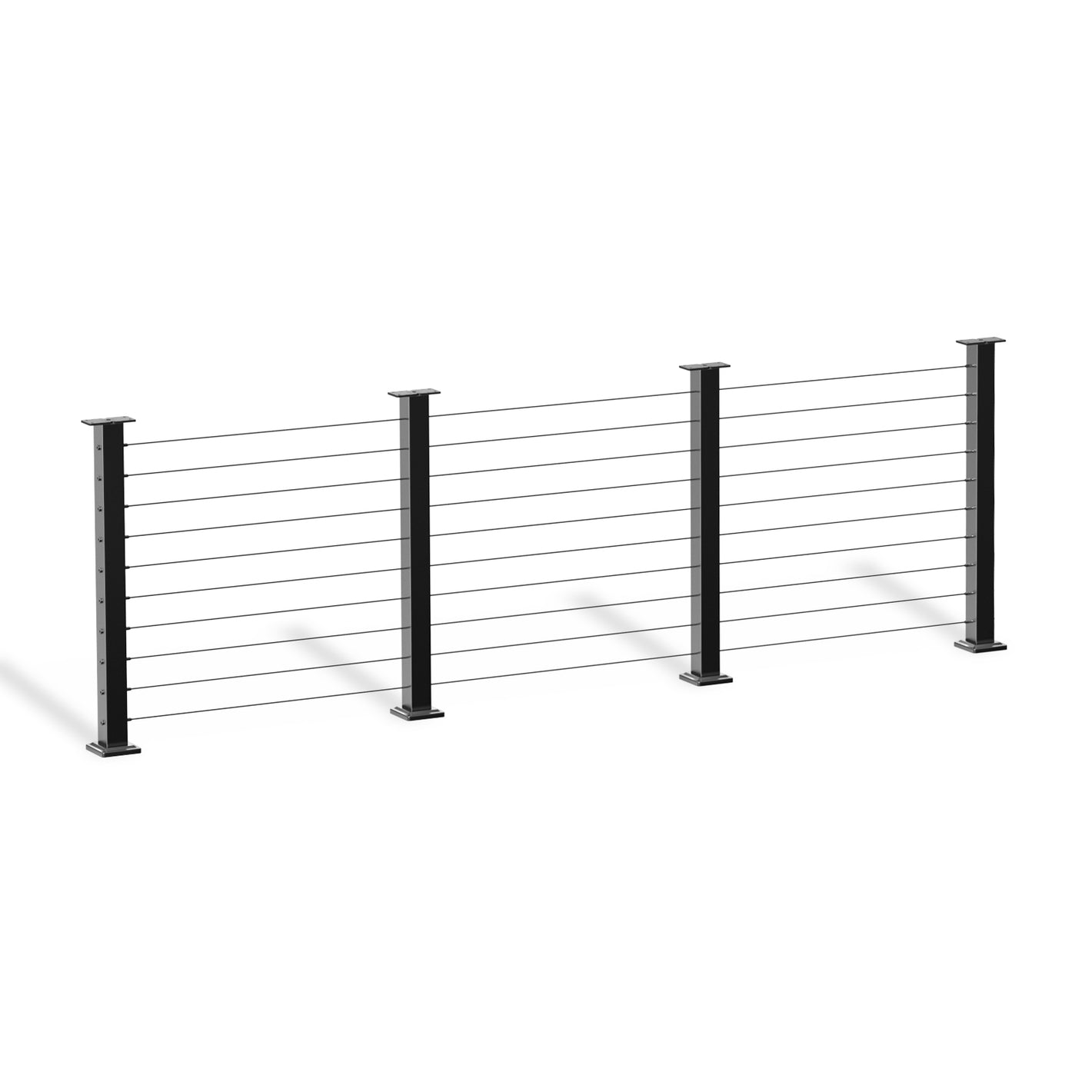 Cablura 36" Black Horizontal Surface Mount Cable Railing System DIY Kit (12ft, No Handrail)