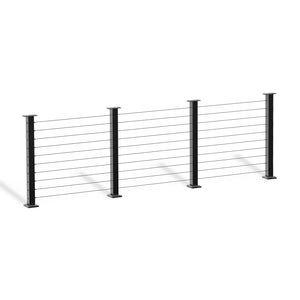 Cablura 36" Black Horizontal Surface Mount Cable Railing System DIY Kit (12ft, No Handrail)