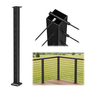 Cablura 42" Level Drilled Cable Railing Corner Post