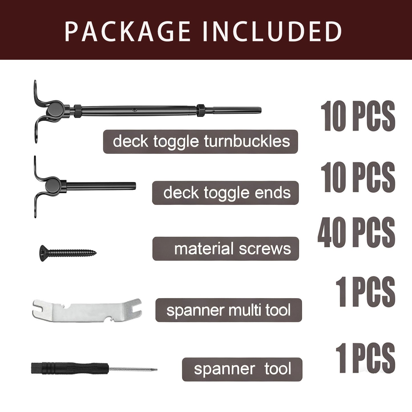 Cablura 1/8" Black Cable Railing Kit with Swage Toggle Turnbuckle, T316 Stainless Steel for Wood Posts