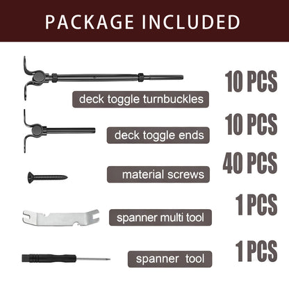 Cablura 1/8" Black Cable Railing Kit with Swage Toggle Turnbuckle, T316 Stainless Steel for Wood Posts