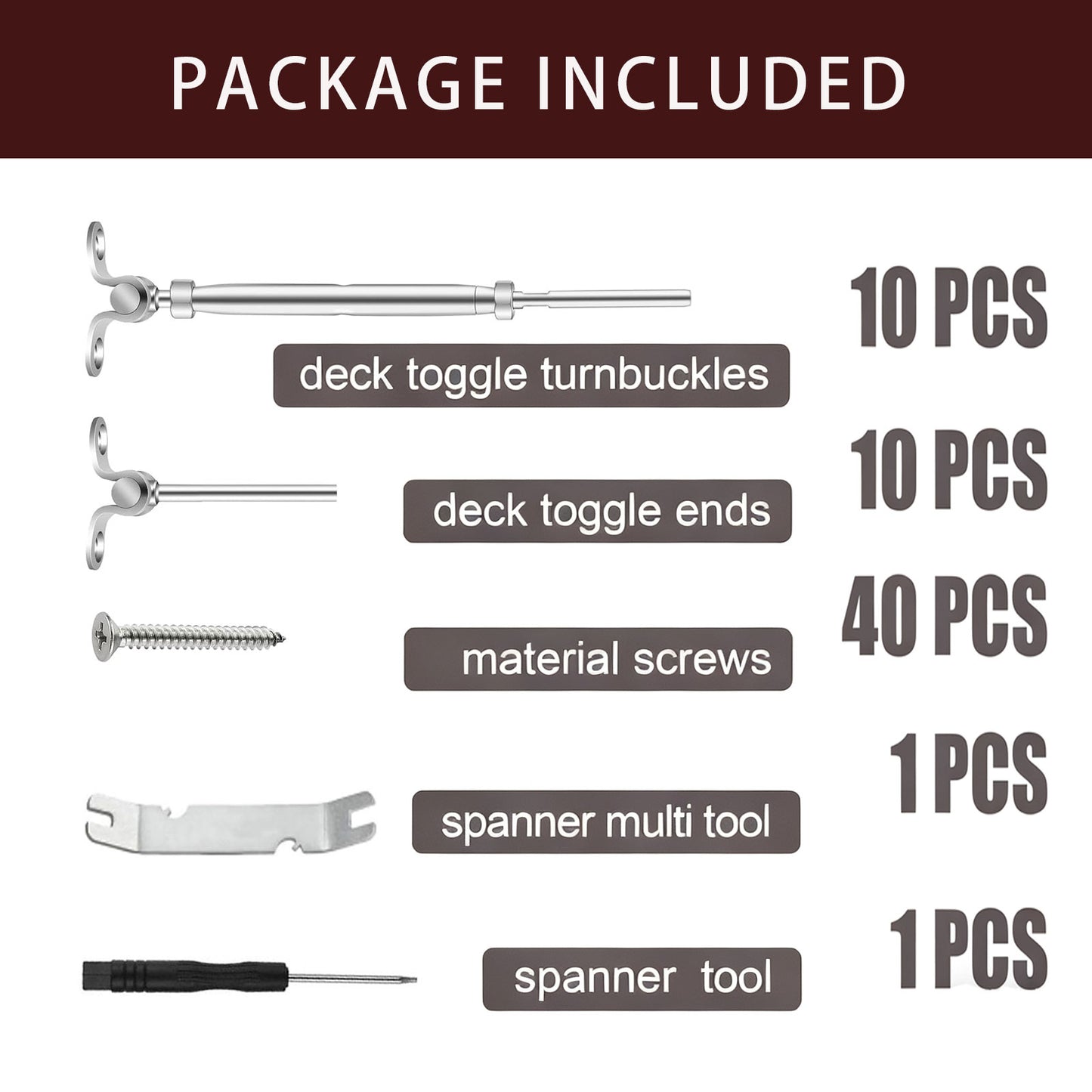 Cablura 1/8" Cable Railing Kit with Swage Toggle Turnbuckle, T316 Stainless Steel for Wood Posts