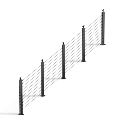Cablura 36" Black Surface Mount Stair Cable Railing System DIY Kit (16ft, No Handrail)