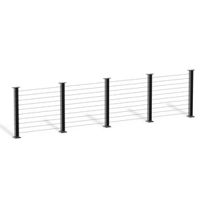 Cablura 36" Black Horizontal Surface Mount Cable Railing System DIY Kit (16ft, No Handrail)