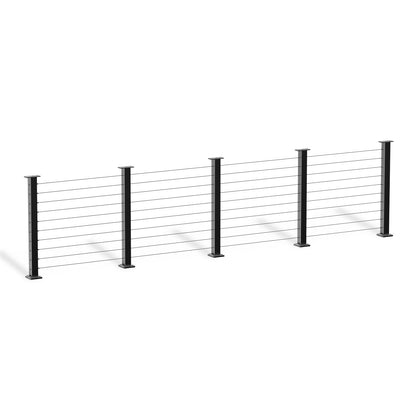 Cablura 36" Black Horizontal Surface Mount Cable Railing System DIY Kit (16ft, No Handrail)