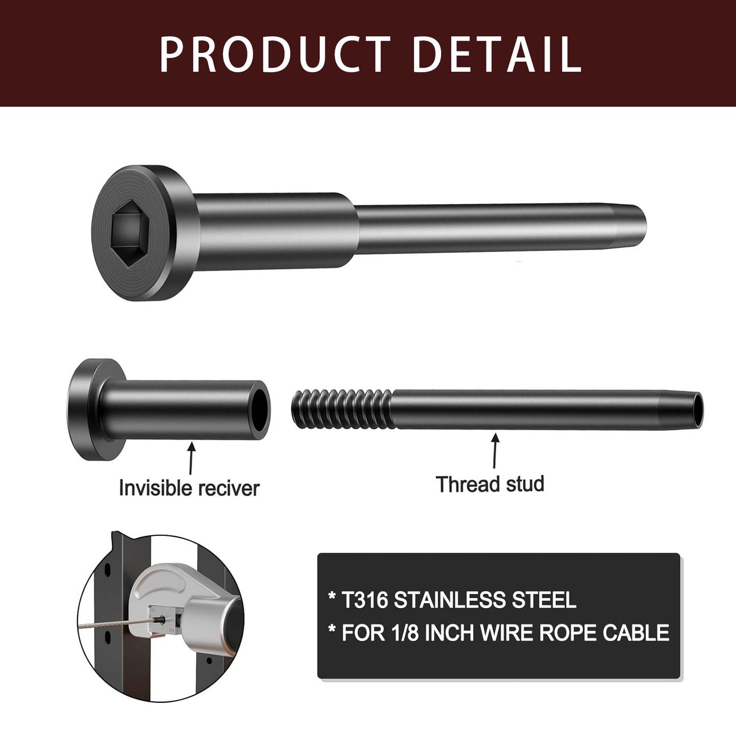 Cablura Black Invisible Cable Railing Kit