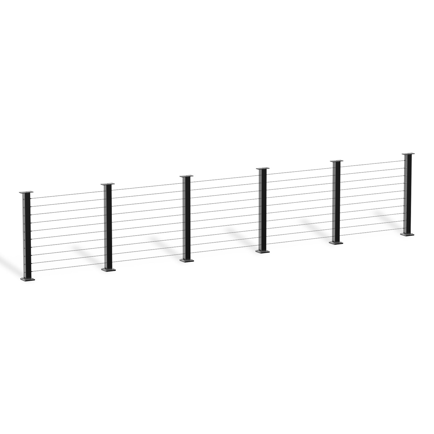 Cablura 36" Black Horizontal Surface Mount Cable Railing System DIY Kit (20ft, No Handrail)