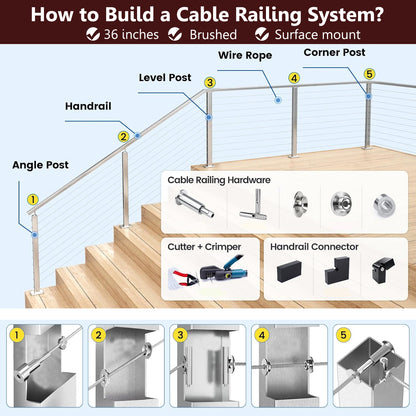 Cablura T316 1/8" Stainless Steel Wire Rope for Cable Railing