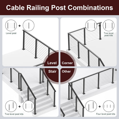 Cablura 36" Level Drilled Cable Railing Post