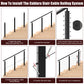 Cablura 36" Black Cable Railing Kit, 6.5ft Stair Surface Mount DIY Complete System