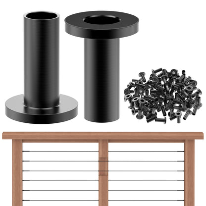 Cablura T316 Black Stainless Steel Protector Sleeves for 1/8" Wire Rope Cable Railing