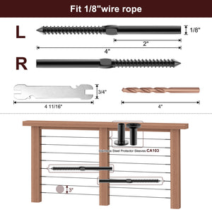 Cablura Black Swage Lag Screws for 1/8" Cable Railing