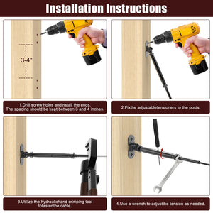 Cablura 1/8" Black Cable Railing Kit with Swage Toggle Turnbuckle, T316 Stainless Steel for Wood Posts