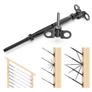 Cablura 1/8" Black Cable Railing Kit with Swage Toggle Turnbuckle, T316 Stainless Steel for Wood Posts