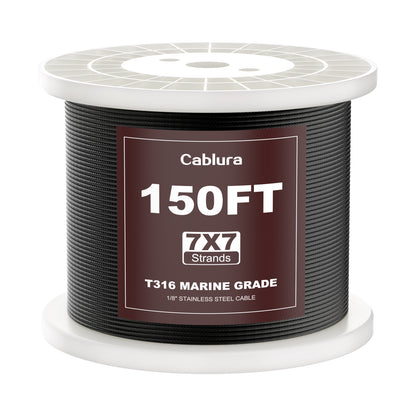 Cablura T316 1/8" Black Stainless Steel Wire Rope for Cable Railing