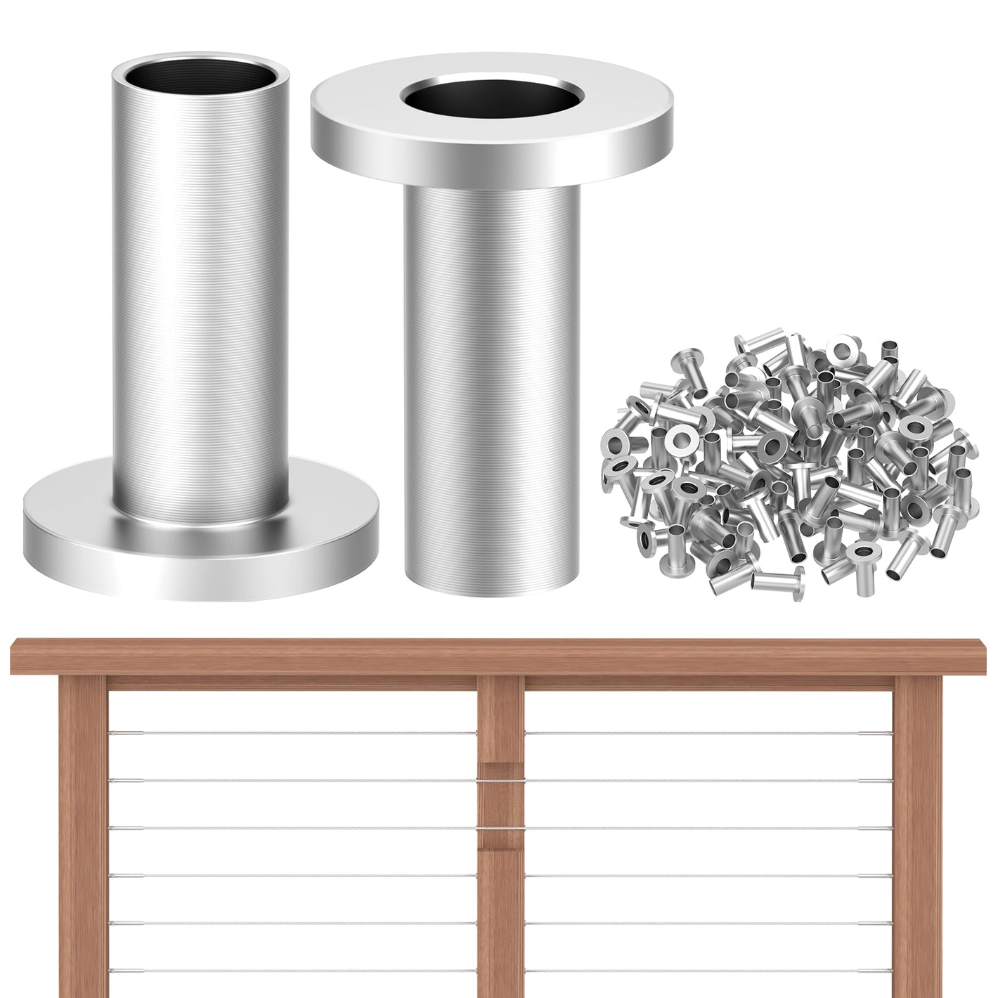 Cablura T316 Stainless Steel Protector Sleeves for 1/8" Wire Rope Cable Railing