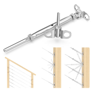 Cablura 1/8" Cable Railing Kit with Swage Toggle Turnbuckle, T316 Stainless Steel for Wood Posts