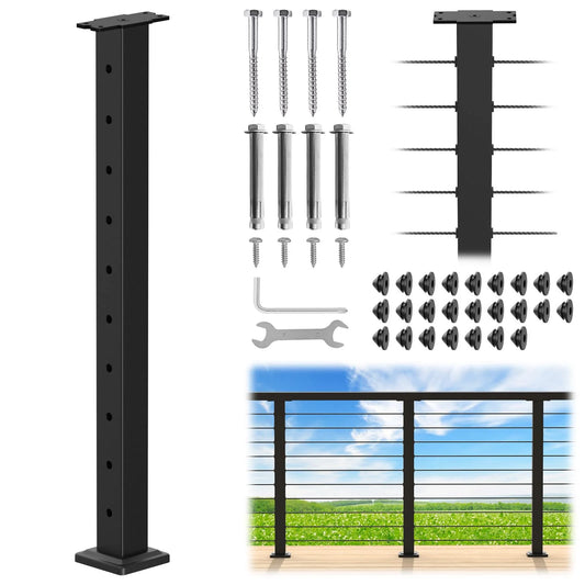 Cablura 36" Level Drilled Cable Railing Corner Post