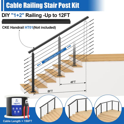 Cablura 36" Adjustable 25-35 Angle Cable Railing Post