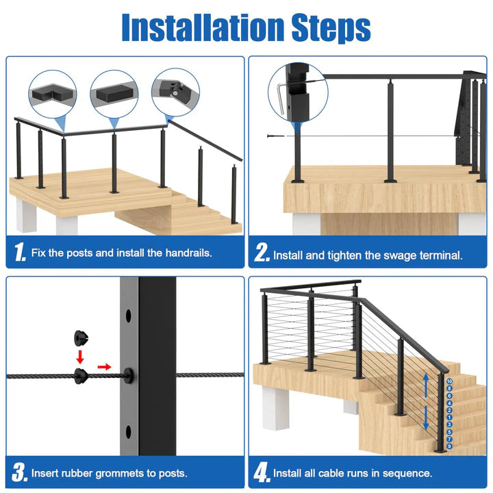 Cablura 36" Adjustable 25-35 Angle Cable Railing Post