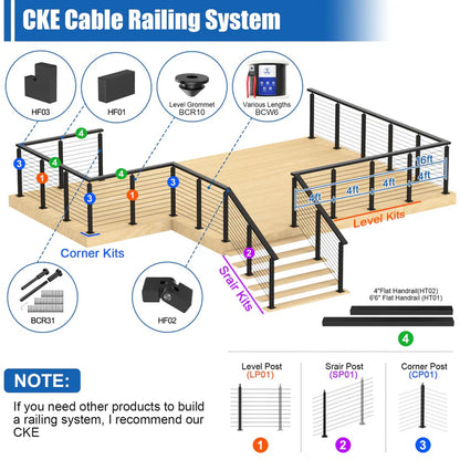 Cablura 36" Adjustable 25-35 Angle Cable Railing Post