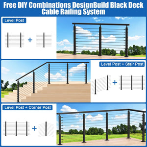 Cablura 36" Level Drilled Cable Railing Corner Post