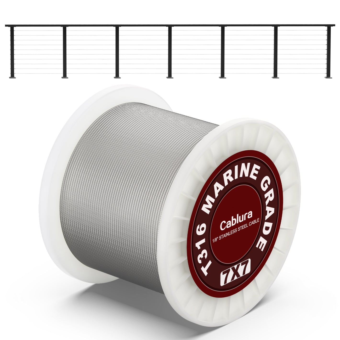 Cablura T316 1/8" Stainless Steel Wire Rope for Cable Railing